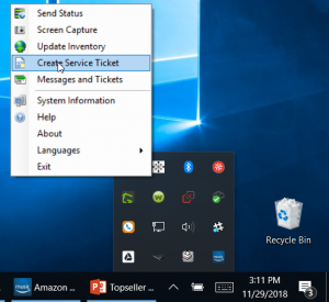 screenshot showing where to click for creating a SomethingCool service ticket
