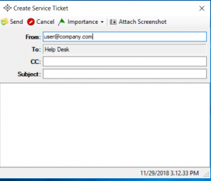 screenshot showing email draft of service ticket to SomethingCool